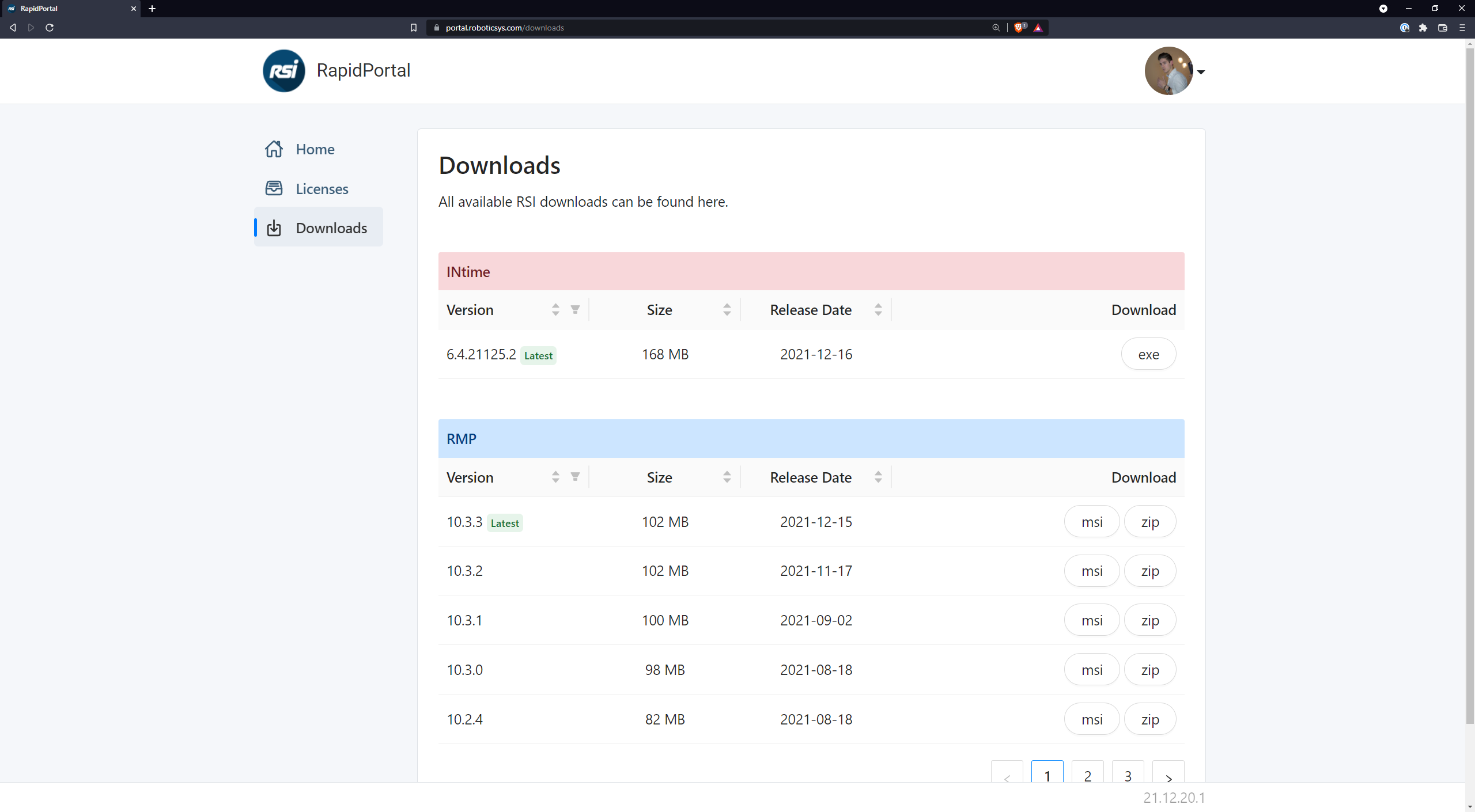 Portal Customer Download Page